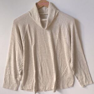 LUSH Women's Soft Cowl Neck Raglan Sleeve Sweater Top, Oatmeal, Size XS,‎ NWT